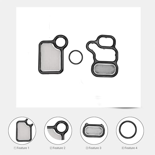 Image of 15845-RAA-A01 VTEC Solenoid Gasket kit, VTC Solenoid Spool Valve Cover with VVT Solenoid O Ring fit for 2002-2015 Honda Accord Element Civic CRV Si Acura RSX Type S TSX 91319-PAA-A01 (917-176)