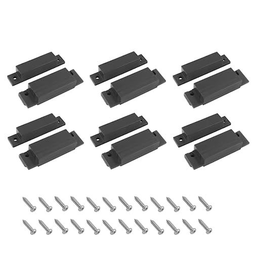Biaungdo 6 Pcs Brown Wired Magnetic Door Window Contact Reed Switch, Surface-Mounted NC Magnetic Door Contact Sensor Alarm Reed Switchfor Window, Cabinet, Wooden Doors, with Screws