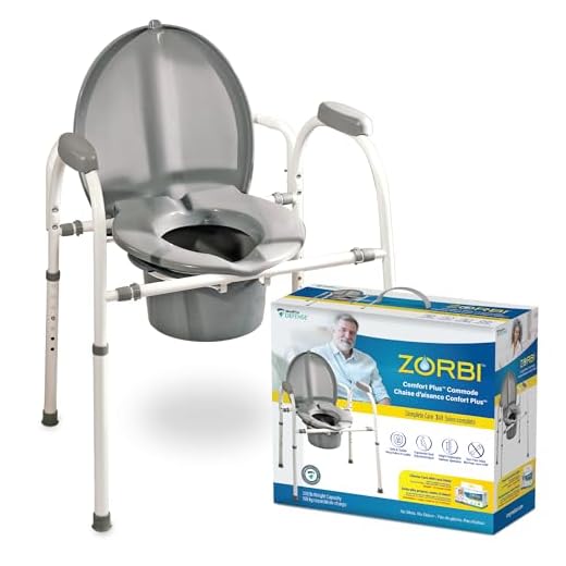 MedPro Defense Comfort Plus Commode Chair with Adjustable Height and Extra Wide Ergonomic Seat, Convenient and Safer Toilet Alternative, Flexible Frame Design, Gray