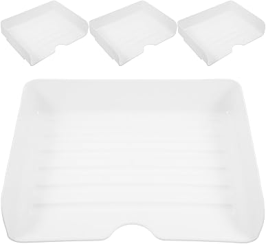 4pcs Stackable Desk Paper Organizer Trays A4 File Tray White Single Layer Office Shelf Organizer for Document and Stationery Storage