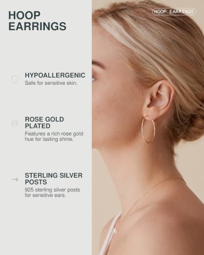 Image of PAVOI Gold Hoop Earrings for Women, 14K Gold Plated Paddle-Back Hoops
