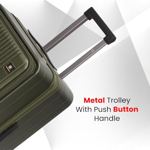 Image of SWISS MILITARY Black Gold Collection Jade Hard Top Trolley Bag, Durable PC Luggage with TSA Lock, 8,Wheel Spinner, Expandable Storage & Anti,Theft Zipper, 56L Travel Suitcase in Olive, 20 Inch