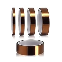 YIXISI 5 Stücke Kapton Tape, Hohe Temp Tape, Hohen Temperaturen Hitzebeständig Klebeband, Polyimid Film Klebeband (3mm/6mm/8mm/12mm/25mm * 33m)