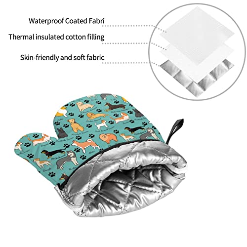 Donmyer Dog Oven Mitts And Pot Holders Sets Of 4 High Heat Resistant Funny Paw With Gloves Hot Pads Potholders For Kitchen Baking Grilling Cooking Non-Slip Mitts, 7.2X11In+8X8In #TOP7
