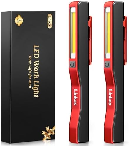 Linkax Work Light Rechargeable 2 Pack, Birthday Christmas Gift for Men Dad