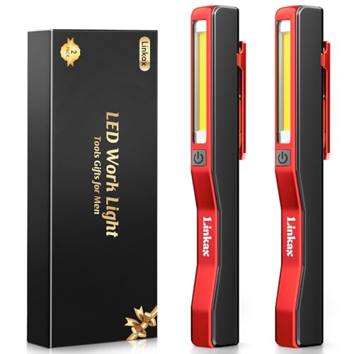 Linkax LED Torch Inspection Light 2 Pack, Birthday Gifts for Men Dad Granddad, Rechargeable Work Light Flashlight Pocket Torch with Magnetic Clip, Men Gifts for Workshop Car Emergency Power Cut