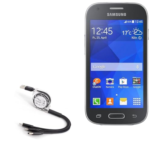 BoxWave Cable Compatible with Samsung Galaxy Ace Style LTE - AllCharge miniSync, Retractable, Portable USB Cable - Jet Black