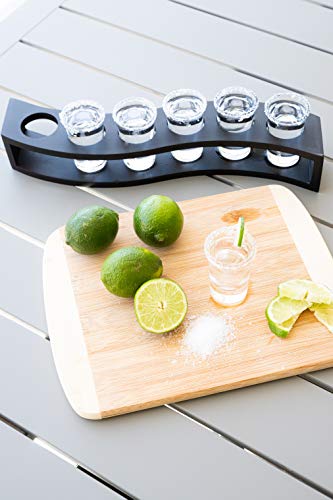 Lemonsoda Shot Glass Set Of 6 Glasses With Wood Layered Base Tray - 1Oz/30Ml Cool Shot Glasses #TOP2