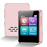 MP3 Player with Bluetooth, 1.8" Touch Screen Digital Audio Player with Speaker, FM Radio, Voice Recorder, 32GB Mini Music Player for Running, Travel, Kids Gift,Pink