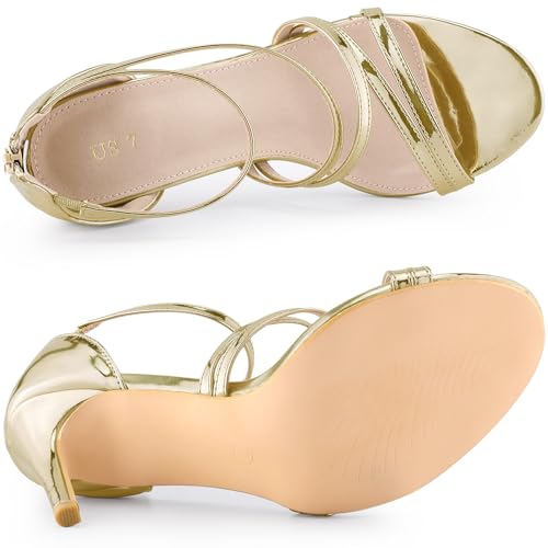 Allegra K Women's Strappy Ankle Strap Back Zip Stiletto Heel Sandals4