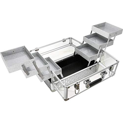 Ver Beauty Organizador profissional de joias e maquiagem, estojo de viagem de acrílico resistente de