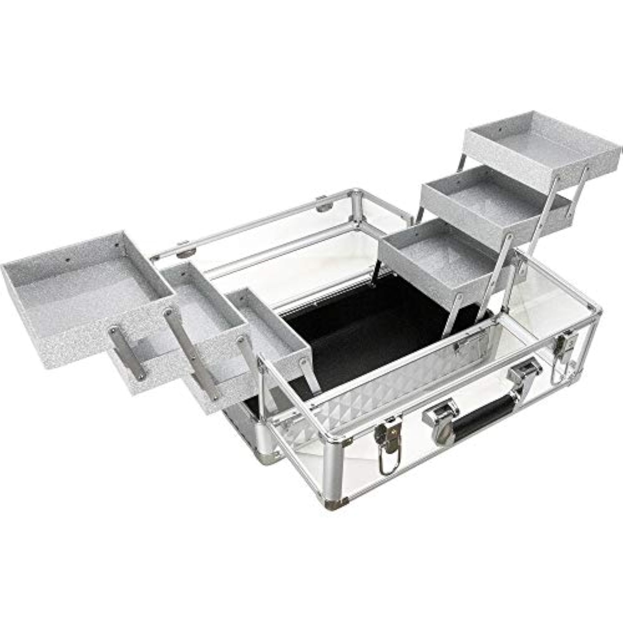 Professional Silver Diamond Acrylic 6-Tiers Accordion Makeup Train Case