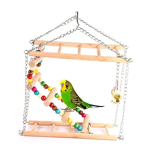 Toddmomy Bird Cage Toy Parrot Swing Wooden Ladder Small Bird Playstand Pet Supplies