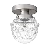 DSMJFU Brushed Nickel Semi Flush Mount Ceiling Light, Small Blowing Clear Glass Shade Ceiling Light