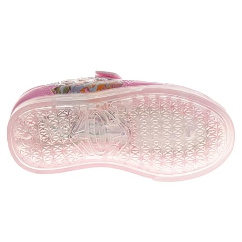 Josmo Girls Princess Light-Up Sneakers LED Running Shoes Strap Ariel, Rapunzel, Cinderella,Belle, and Tiana- Strawberry Cream Size 7 Toddler
