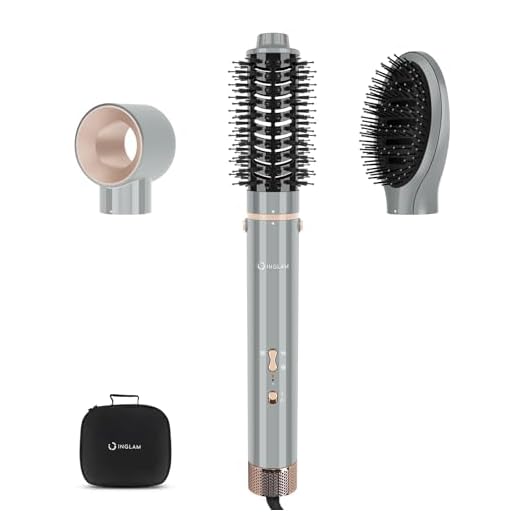 IG INGLAM MegaAIR Styler, 4 in-1 Professional Hair Dryer Brush 110,000 PRM Brushless BLDC Motor Ionic Hot Air Volumizing and Shape, Gray