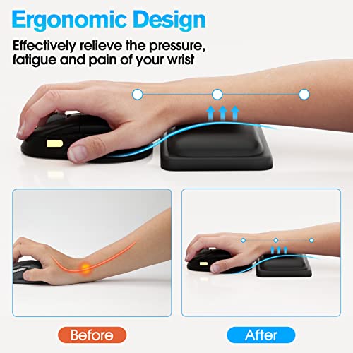 Ktrio Soft Vegan Leather Mouse Wrist Rest, Slow Rebound Memory Foam Wrist Rest For Mouse, Water Resistant Mouse Wrist Support For For Laptop, Office & Home #TOP28