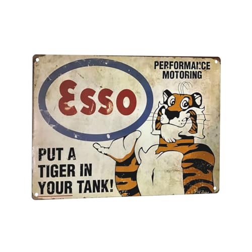 GCOCL Esso Put a Tiger in Your Tank, Metal Tin Sign, Wall Decorative Sign for Bar Pub Garage Hotel Wall Plaque 8x12inch