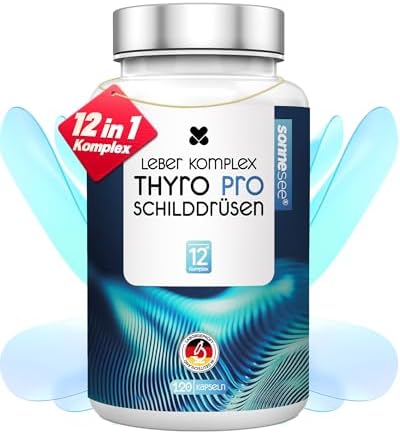 Thyro Pro Schilddrüsen & Leber Komplex Hochdosiert mit Selen Cholin 120 Kapseln (60 Tage Vorrat) Mit Mariendistel, Artischocke & NAC Unterstützt den Nährstoff-Umwandlungsprozess Ve