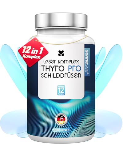Thyro Pro Schilddrüsen & Leber Komplex Hochdosiert mit Selen Cholin 120 Kapseln (60 Tage Vorrat) Mit Mariendistel Artischocke & NAC Unterstützt den Nährstoff-Umwandlungsprozess Vegan & Laborgeprüft
