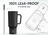 Meoky 40oz Tumbler with Handle, Leak-proof Lid and Straw, Insulated Coffee Mug Stainless Steel Travel Mug, Keeps Cold for 34 Hours or Hot for 10 Hours (Night)