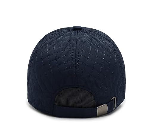 Fashixd Winter Baseball Cap Men's Winter Hats With Earflaps Cold Weather Caps Adjustable Dark Blue #TOP5