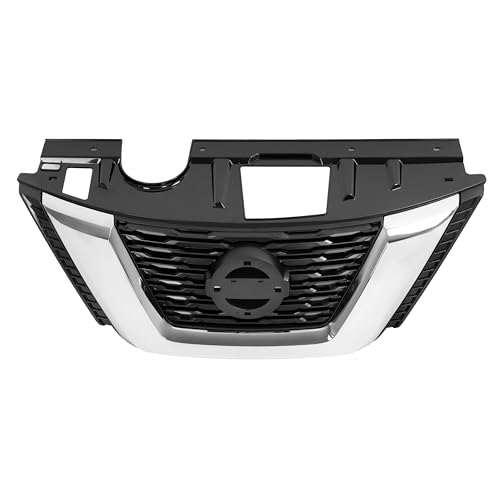 HECASA Front Upper Grille Compatible with 2017-2020 Nissan Rogue Replacement for 623106FL0B NI1200281 Bumper Radiator Hood Grill Assembly Chrome Black+Silvery by HECASA - Image 5