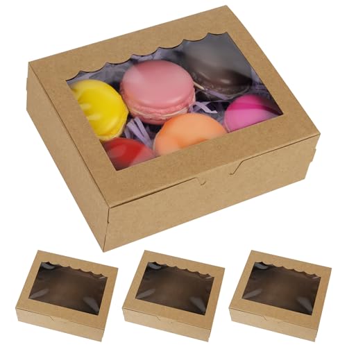 Miniatura 8 de Gxfcing 15 Piezas Caja De Reposteria Cartón Kraft Con Ventana 15,3 X 12,7 X 5,1 Cm Pequeñas Caja De Regalo Para Embalaje De Pastelería Bombones Magdalenas Bizcochos Galletas