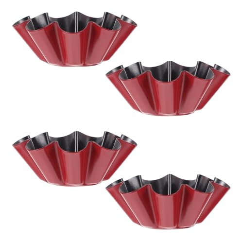 UALXPAO Carbon Steel Egg Tart Mould 4 Pcs Flower Shaped Egg Tart Mold Cookie Stencils Carbon Steel Baking Paper Cup Mini Tartlet Moulds