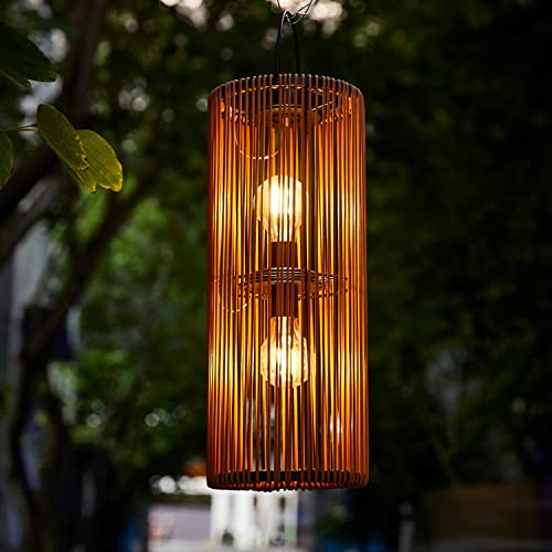 Solar Lanterns Outdoor Hanging Lantern Warm White Light Edison Style Bulb Yard Garden Wedding Home Parties Patio Decoration Waterproof Outdoor Floor Lamp Brown #TOP2