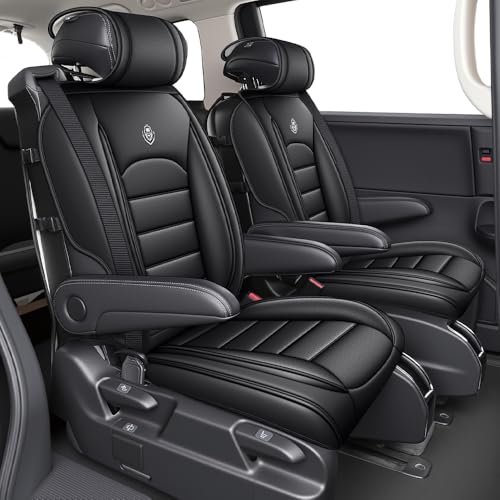 JOJ Custom Fit for Honda Odyssey Seat Covers Full Set 7-Seater Nappa Leather, Black Premium Seat Protectors for Odyssey 1997-2026, Airbag Compatible & Easy Installation by JOJ - Used condition - Image 3
