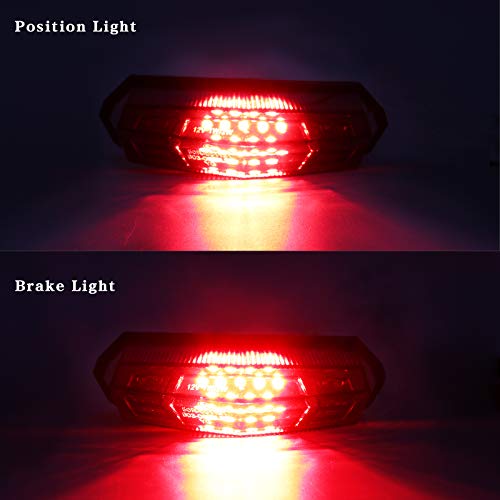 MFC PRO Universal Smoke Integrated Motorcycle 25 LED Tail Light with Turn Signal Position Brake-Stop Alert Function for Dirt Bike Buggy Chooper Cruiser ATV(Smoke/Stop Alert) by MFC PRO - Image 2
