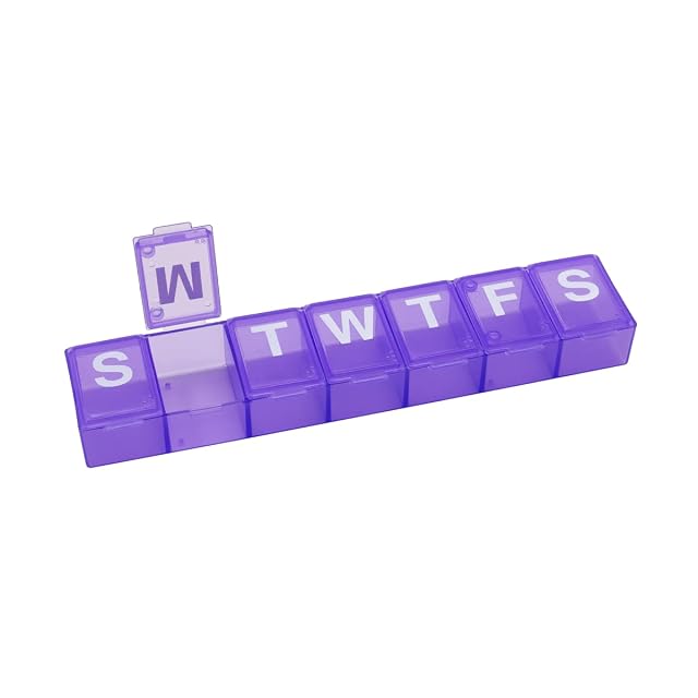 EZY DOSE Weekly 7-Day Pill Organizer Medicine Planner Vitamin Storage Box Convenient and Easy to Use Medium Compartments