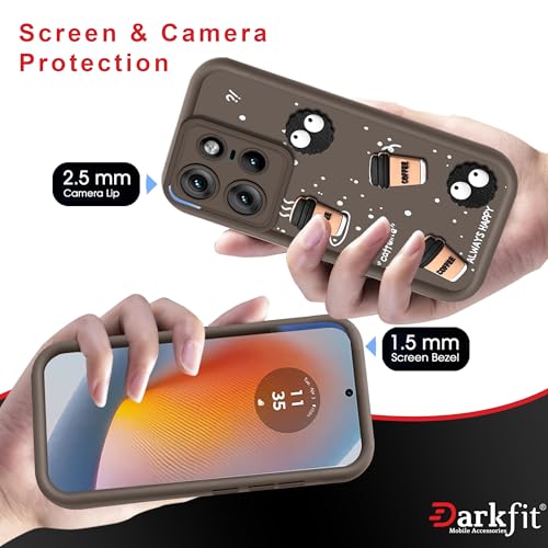 Image of Back Case Cover Compatible with Motorola Edge 50 Pro 5G | Cute Fun Cartoon Ball 3D Coffee Silicone Case | Body Protection | Camera Protection | Shock Proof | Color Brown | Pack of 1