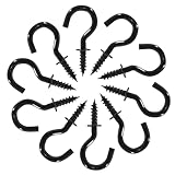 Bonsicoky 120 Pcs 5/8 Inch Screw Hooks, Nickel Plated Metal Ceiling Wall Cup Hook for Hanging, Black