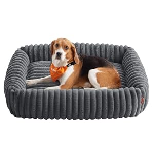 FEANDREA Hundebett, großes orthopädisches Hundekörbchen, 91 x 68 x 20 cm