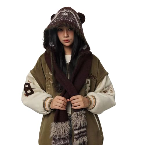 Écharpe chaude pour Halloween et hiver avec bonnet à capuche pour femme