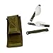 Sevenfly Camping Utensilien Set Edelstahl Messer Gabel Löffel Set mit Etui Reisebesteck Multifunktions Essbesteck Geschirr,Grün