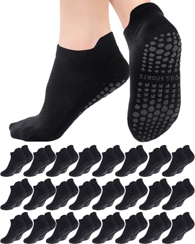 24 Pairs Non Slip Yoga Socks for Women Pilates Socks with Grips Anti Skid Athletic Grippy Hospital Hosiery