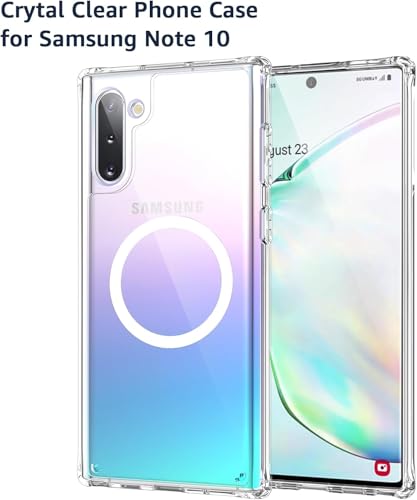 Image of Magnetic Case for Samsung Galaxy Note 10 Compatible with MagSafe, Shockproof Phone Bumper Cover, Anti-Scratch Clear Back (Clear)