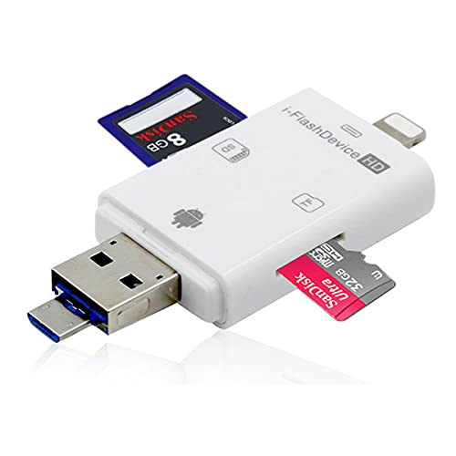 Leitor de cartão Micro SD 4 em 1, adaptador de leitor de câmera de cartão de memória para iPhone/Pad