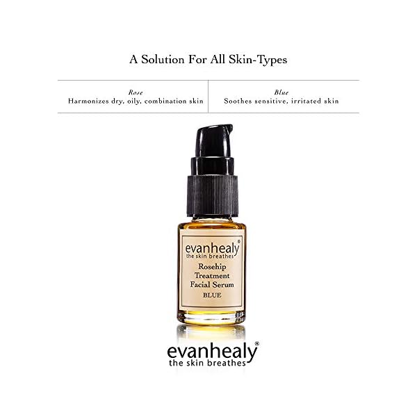 evanhealy Rosehip Calming Serum | Blue Skin Care Line with Organic Whole Essential Oils | Nurturing, Soothing Facial Oil Serum | Organic Facial Oil For Sensitive, Reactive Skin