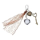 Tmboryuu Romance Heart Pocket Watch Charm Portachiavi Portatile Robusto Lega Her Pocket Watch Portachiavi, Marrone, Taglia unica