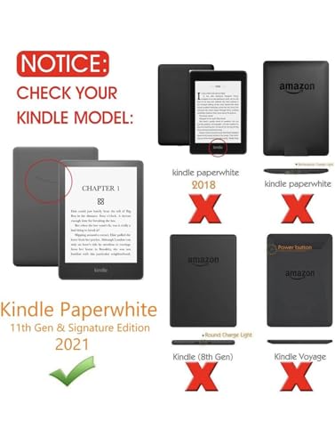 Fekra Premium Pu leather Case for Kindle Paperwhite 11th Generation and Kindle Paperwhite Signature Edition (6.8 inch, 2021 Release) - Cover with Auto Wake/Sleep, (Grey)
