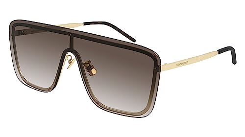 Saint Laurent SL364 Mask 006 Sunglasses Men's Gold-Havana/Brown Lens Shield 99mm