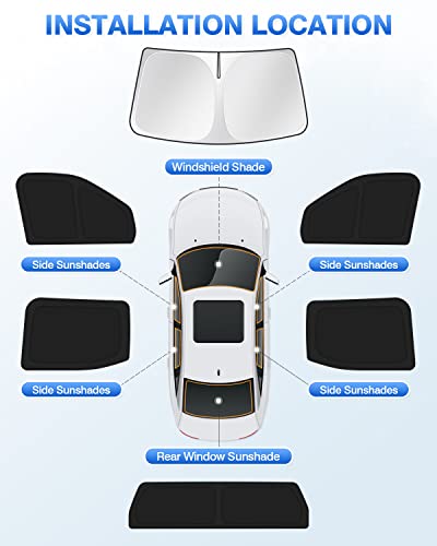 Image of Canvcle Windshield Sun Shade for 2022-2025 2026 Toyota Tundra Sunshade Side Rear Window Shade Cover Sun Visor Shield Privacy Protection Keep Vehicle Cool Black 6PCS