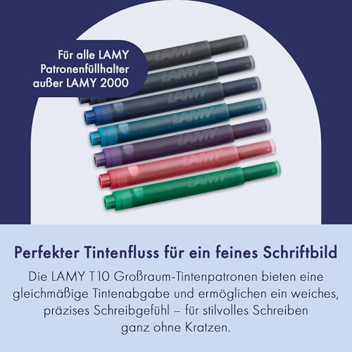 LAMY T10 4er Set löschbare Tintenpatronen mit großem Tintenvorrat - geeignet für alle Lamy Patronenfüllhaltermodelle - Inhalt 1,25ml je Patrone - 5 Stück pro Päckchen - Tintenfarbe blau