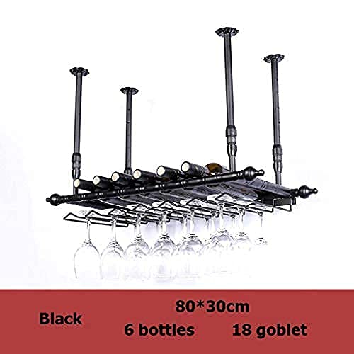 Wine Rack Ceiling Wine Racks,Bar,Restaurant,Hanging,Wine Glass Rack,Red Wine Cup Holder/Hanging Upside Down Glass Holder/Creative Home Bar/Hanging Glass Holder,80 * 30Cm