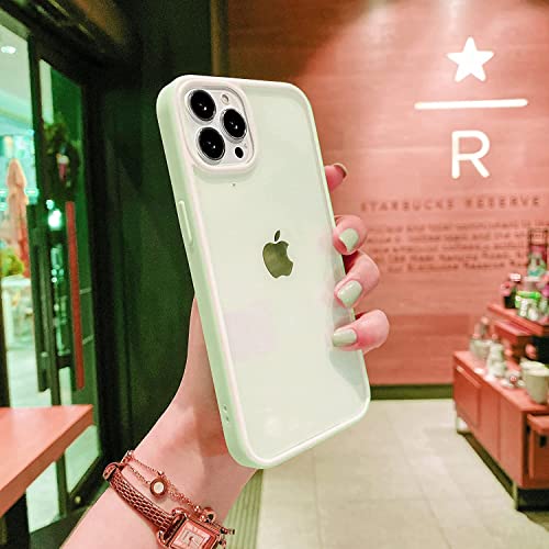 Image of mobistyle Designed for iPhone 13 pro Cover, Camera Protection Polycarbonate Transparent Back with TPU Edges Back Cover Case (Green)