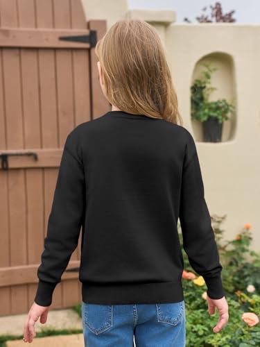 Haloumoing Girls Long Sleeve Sweaters Kids Casual Crew Neck Knit Cute Fall Pullover Tops 5-14 Years3